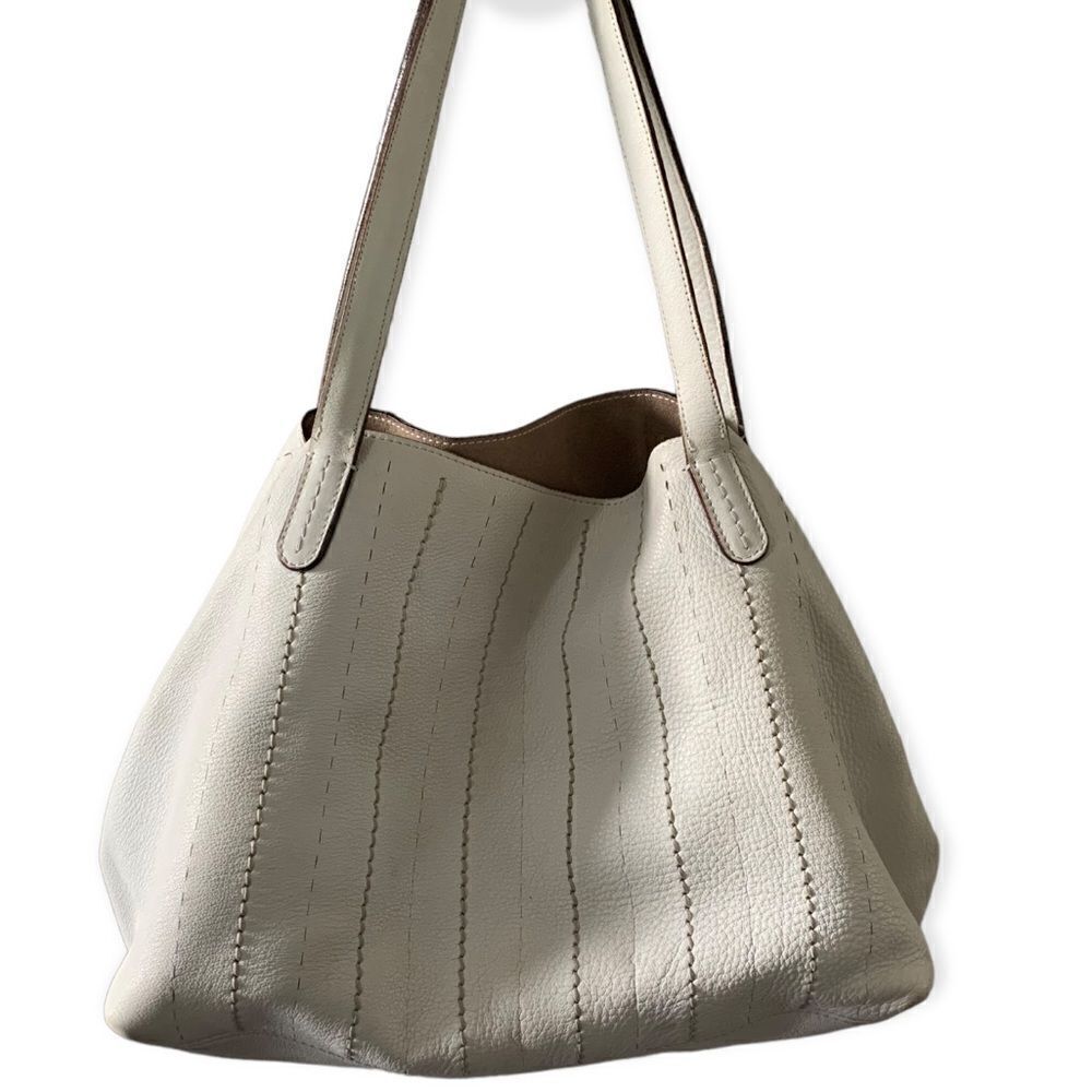 MaxMara Soft Leather Off-White Tote w Pouchette